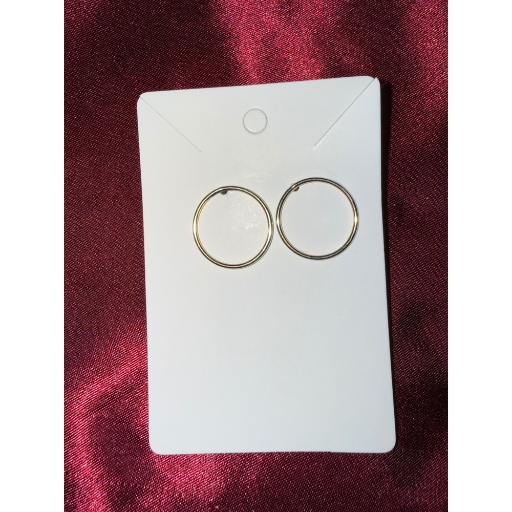 Gold Tone Minimalist Hoop Stud Earrings Circular High Polish Post Back Jewelry